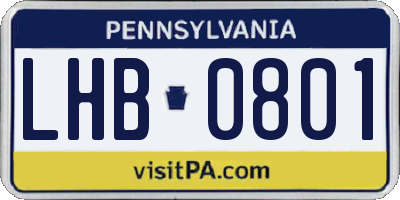 PA license plate LHB0801