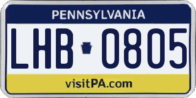 PA license plate LHB0805