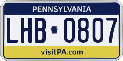 PA license plate LHB0807