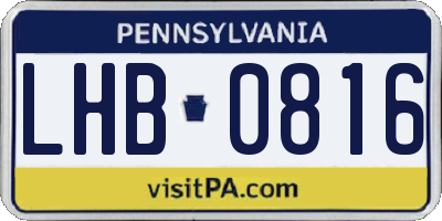 PA license plate LHB0816