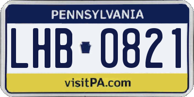 PA license plate LHB0821