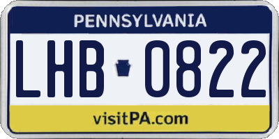 PA license plate LHB0822