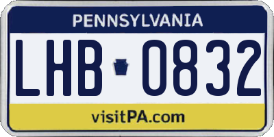 PA license plate LHB0832