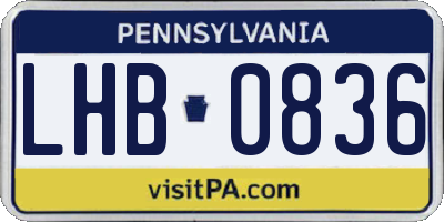 PA license plate LHB0836