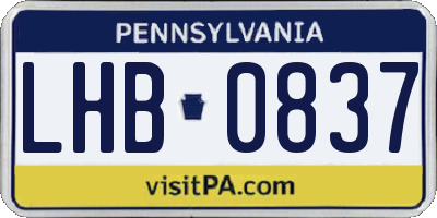 PA license plate LHB0837