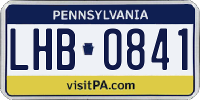 PA license plate LHB0841