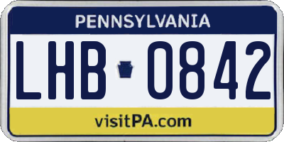 PA license plate LHB0842