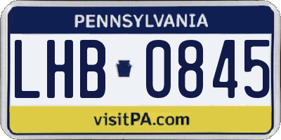 PA license plate LHB0845