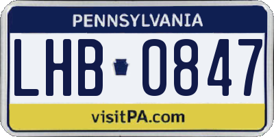 PA license plate LHB0847