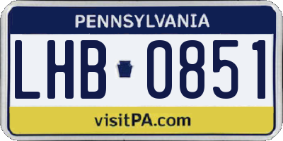 PA license plate LHB0851