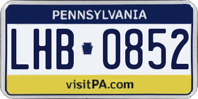 PA license plate LHB0852