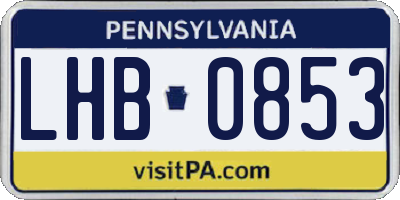 PA license plate LHB0853