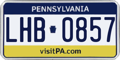PA license plate LHB0857