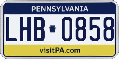 PA license plate LHB0858