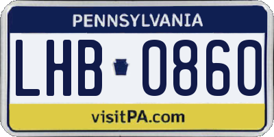 PA license plate LHB0860