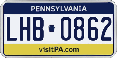 PA license plate LHB0862