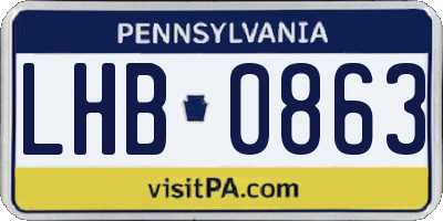 PA license plate LHB0863