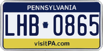 PA license plate LHB0865