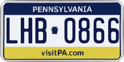 PA license plate LHB0866