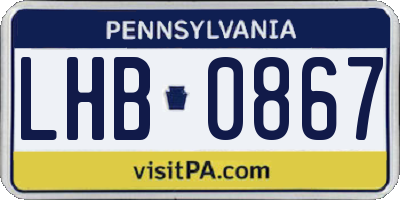 PA license plate LHB0867