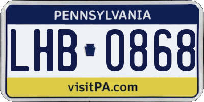 PA license plate LHB0868