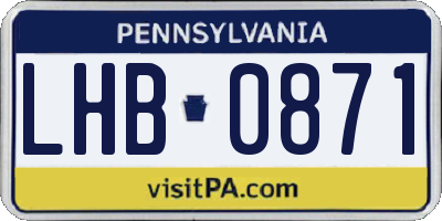 PA license plate LHB0871