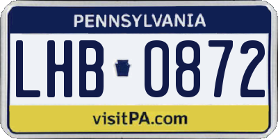 PA license plate LHB0872