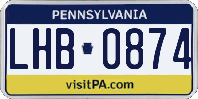 PA license plate LHB0874