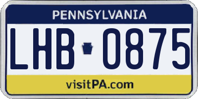 PA license plate LHB0875
