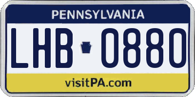 PA license plate LHB0880