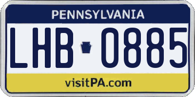 PA license plate LHB0885