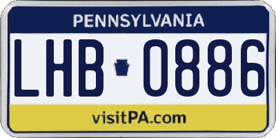 PA license plate LHB0886
