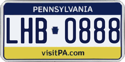 PA license plate LHB0888