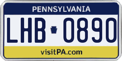 PA license plate LHB0890