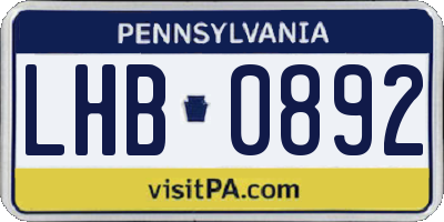 PA license plate LHB0892