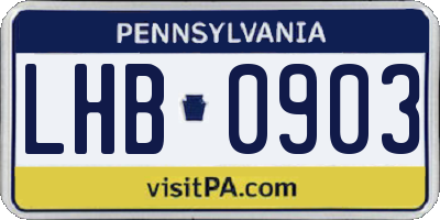 PA license plate LHB0903