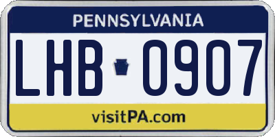 PA license plate LHB0907