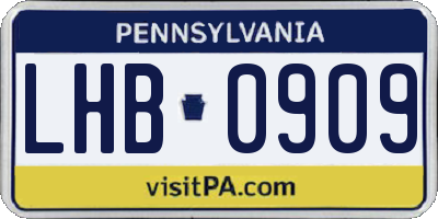 PA license plate LHB0909