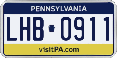 PA license plate LHB0911