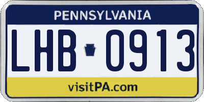 PA license plate LHB0913