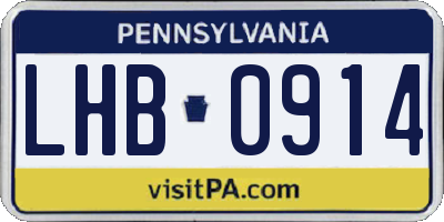 PA license plate LHB0914