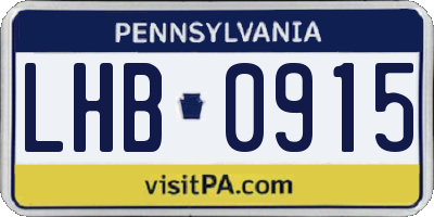 PA license plate LHB0915