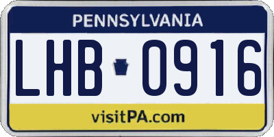 PA license plate LHB0916