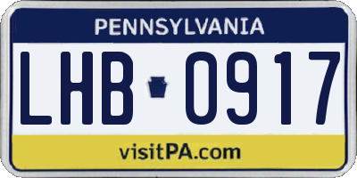 PA license plate LHB0917
