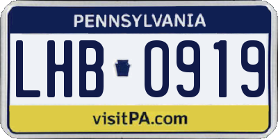 PA license plate LHB0919