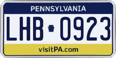 PA license plate LHB0923