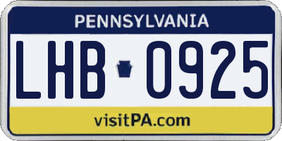 PA license plate LHB0925
