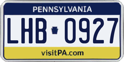 PA license plate LHB0927