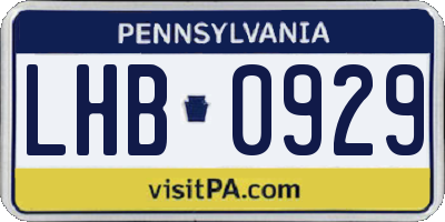 PA license plate LHB0929