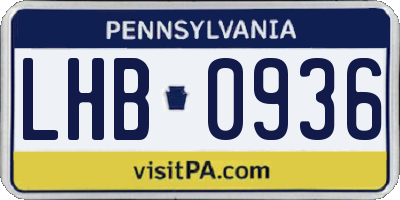 PA license plate LHB0936